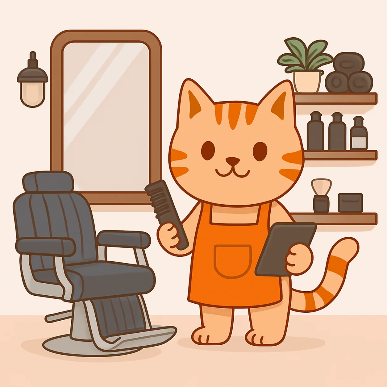 Benli trabajando en un negocio de barberías