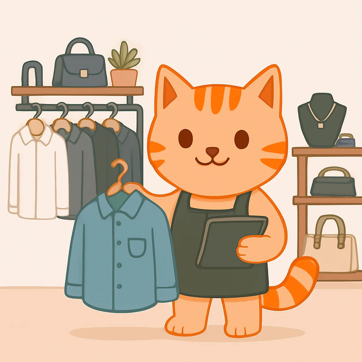 Benli trabajando en un negocio de boutiques