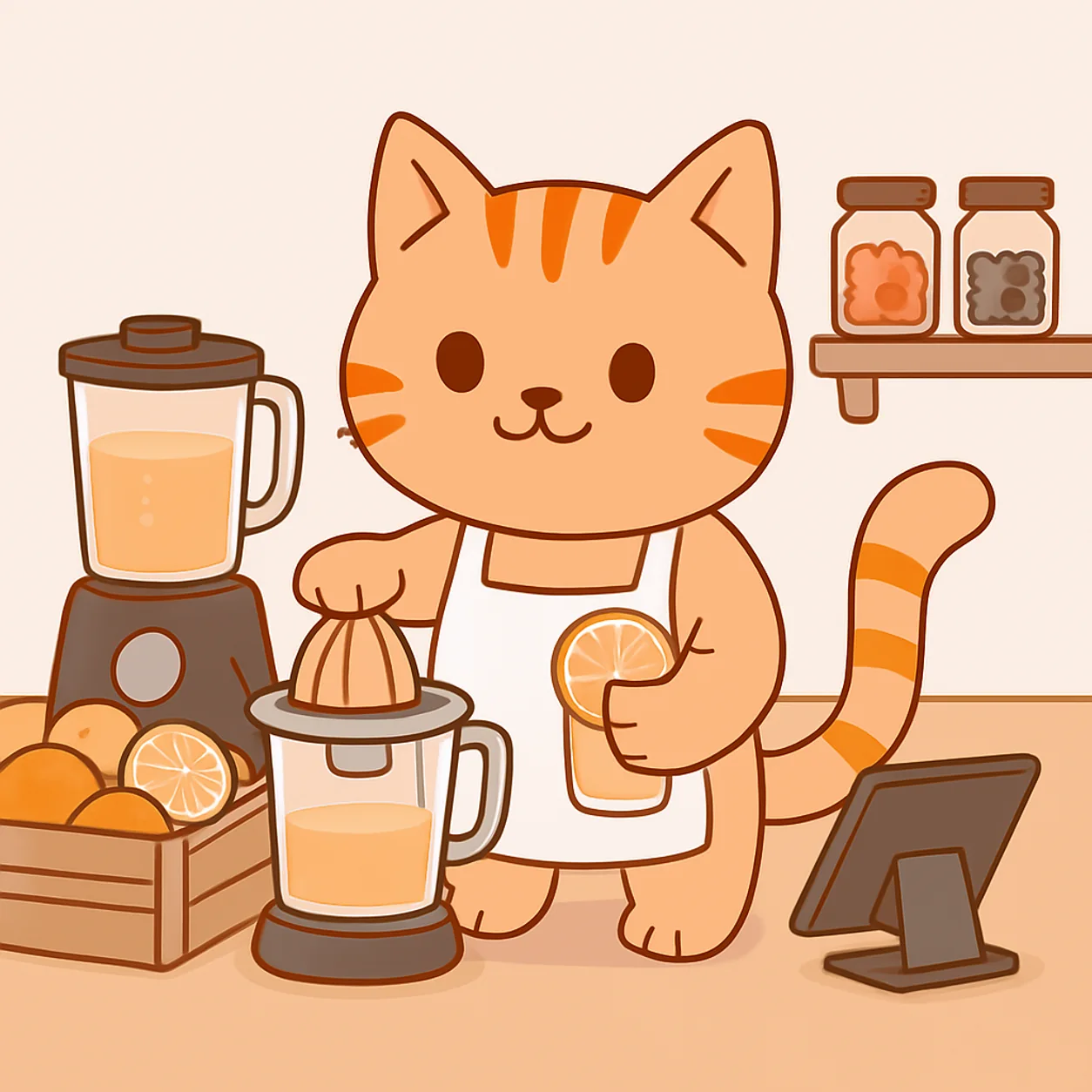 Benli trabajando en un negocio de jugos y bebidas