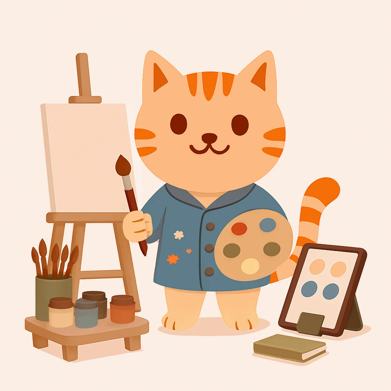Benli trabajando en un negocio de talleres de arte