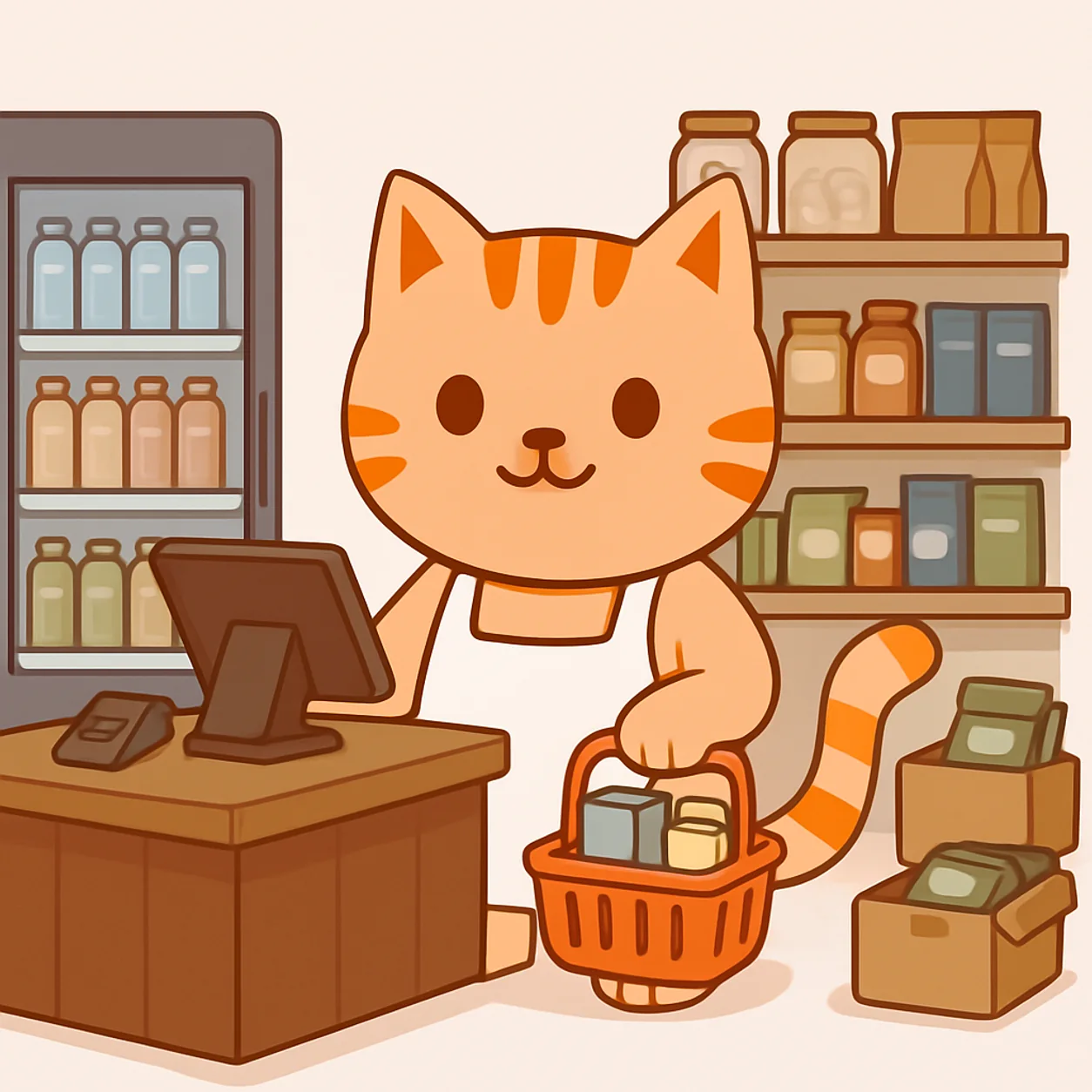 Benli trabajando en un negocio de tiendas de barrio